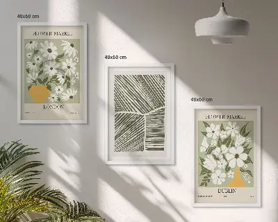 Set de 3 cuadros para salón con estampados florales de Londres y Dublín