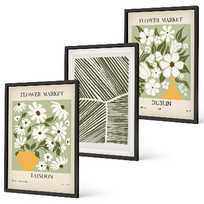 Set de 3 cuadros para salón Estampados florales Londres Dublín