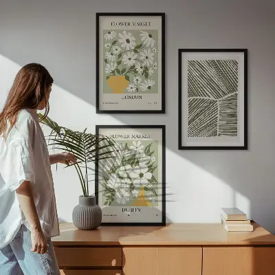 Set de 3 cuadros para salón con estampados florales de Londres y Dublín