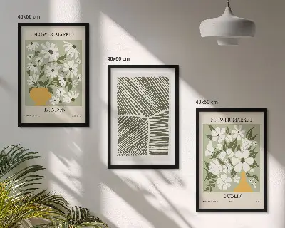 Set de 3 cuadros para salón con estampados florales de Londres y Dublín