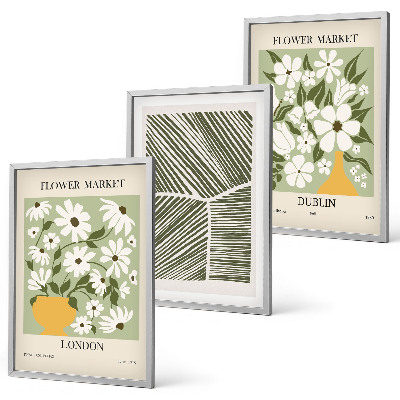 Set de 3 cuadros para salón Estampados florales Londres Dublín