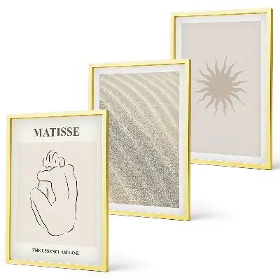 Juego de 3 cuadros diseño minimalista de líneas de arena y sol