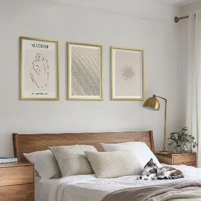 Juego de 3 cuadros diseño minimalista de líneas de arena y sol