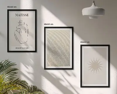 Juego de 3 cuadros diseño minimalista de líneas de arena y sol