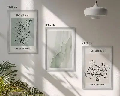 Flores en un jarrón moderno juego de 3 cuadros