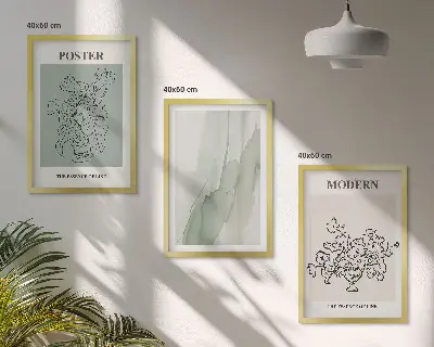 Flores en un jarrón moderno juego de 3 cuadros