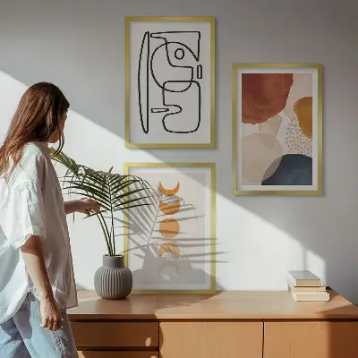Juego de 3 cuadros con diseño de decoraciones abstractas de colores