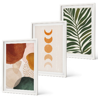 Set de 3 cuadros para salón Formas abstractas de hojas