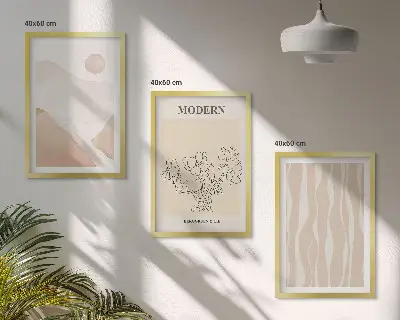 Juego de 3 cuadros con diseño de formas abstractas de colores