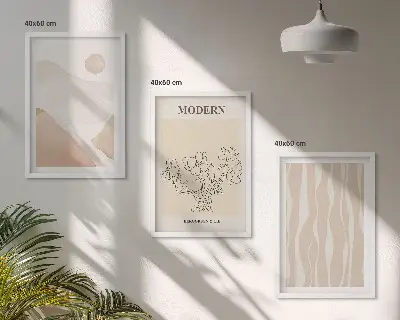 Juego de 3 cuadros con diseño de formas abstractas de colores