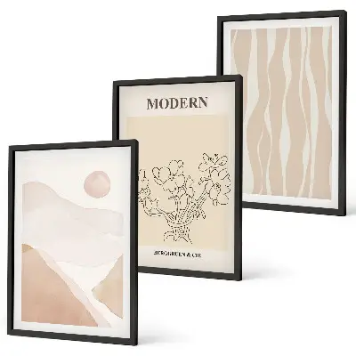 Juego de 3 cuadros con diseño de formas abstractas de colores