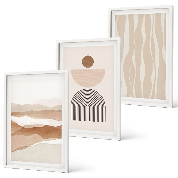 Set de 3 cuadros para salón Geometría abstracta de la naturaleza del paisaje