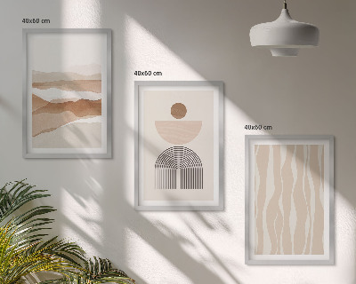 Set de 3 cuadros para salón Geometría abstracta de la naturaleza del paisaje