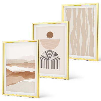Set de 3 cuadros para salón Geometría abstracta de la naturaleza del paisaje