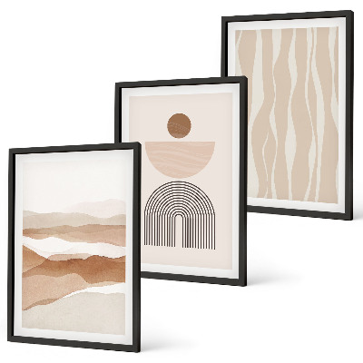 Set de 3 cuadros para salón Geometría abstracta de la naturaleza del paisaje