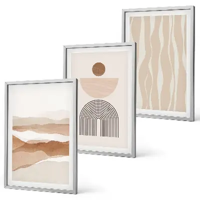 Set de 3 cuadros para salón con diseño de paisaje de geometría abstracta