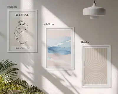 Juego de 3 cuadros diseño de líneas y ondas en minimalismo pastel