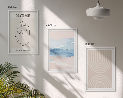 Juego de 3 cuadros Líneas, ondas, minimalismo pastel