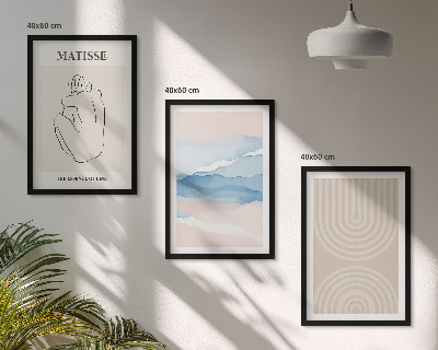 Juego de 3 cuadros Líneas, ondas, minimalismo pastel