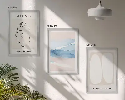 Set de 3 cuadros para salón con motivos de formas abstractas de Matisse