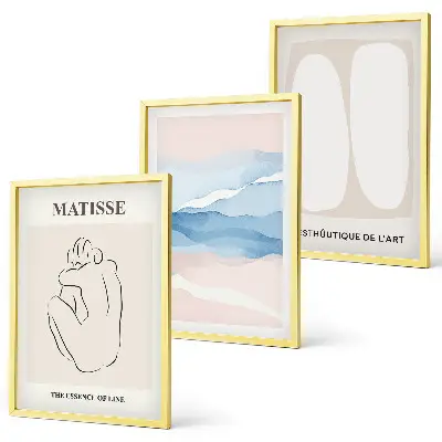 Set de 3 cuadros para salón con motivos de formas abstractas de Matisse