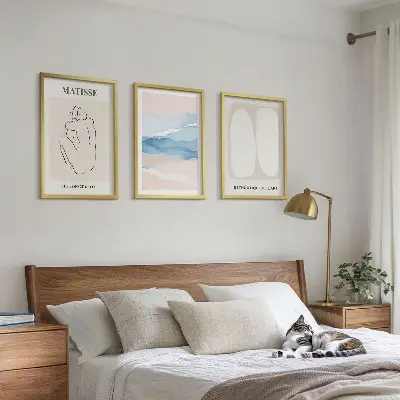 Set de 3 cuadros para salón con motivos de formas abstractas de Matisse