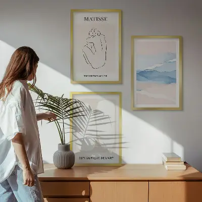 Set de 3 cuadros para salón con motivos de formas abstractas de Matisse