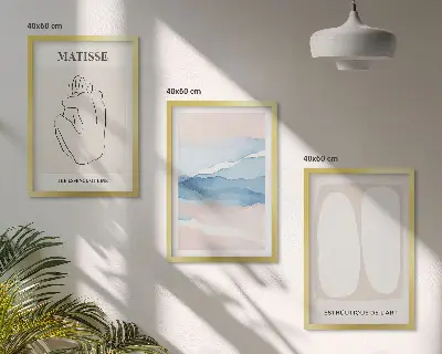 Set de 3 cuadros para salón con motivos de formas abstractas de Matisse