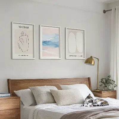 Set de 3 cuadros para salón con motivos de formas abstractas de Matisse