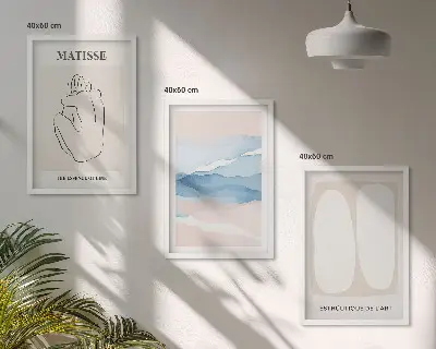 Set de 3 cuadros para salón con motivos de formas abstractas de Matisse