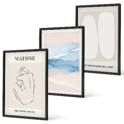 Set de 3 cuadros para salón con motivos de formas abstractas de Matisse