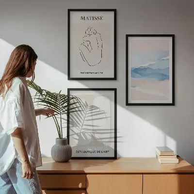 Set de 3 cuadros para salón con motivos de formas abstractas de Matisse