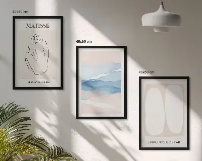 Set de 3 cuadros para salón con motivos de formas abstractas de Matisse