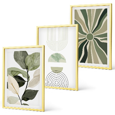 Juego de 3 cuadros Motivos vegetales, geometría, vegetación