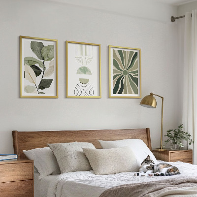 Juego de 3 cuadros Motivos vegetales, geometría, vegetación