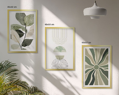 Juego de 3 cuadros Motivos vegetales, geometría, vegetación