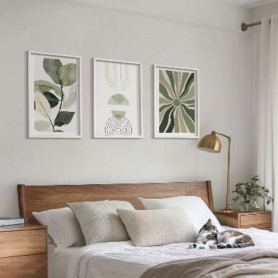 Juego de 3 cuadros Motivos vegetales, geometría, vegetación