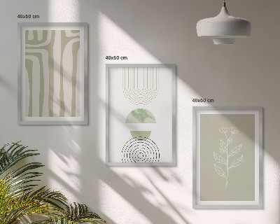 Set de 3 cuadros para salón patrones geométricos de plantas