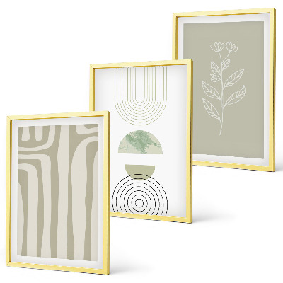 Set de 3 cuadros para salón patrones geométricos de plantas