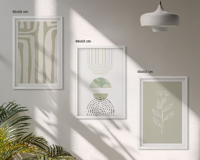 Set de 3 cuadros para salón patrones geométricos de plantas