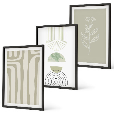 Set de 3 cuadros para salón patrones geométricos de plantas