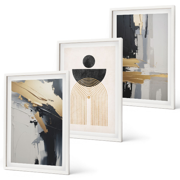 Juego de 3 cuadros Elegancia geométrica abstracta