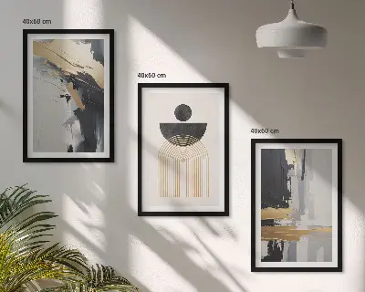 Juego de 3 cuadros con diseño de elegancia geométrica abstracta