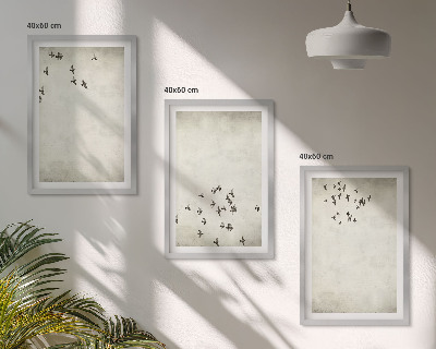 Set de 3 cuadros para salón Pintura minimalista de pájaros