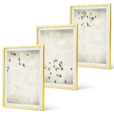 Set de 3 cuadros para salón Pintura minimalista de pájaros
