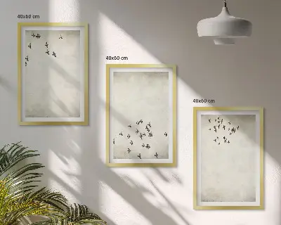 Set de 3 cuadros de pintura minimalista de pájaros decoración para salón