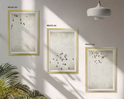 Set de 3 cuadros para salón Pintura minimalista de pájaros