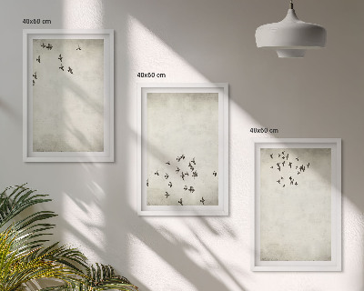 Set de 3 cuadros para salón Pintura minimalista de pájaros