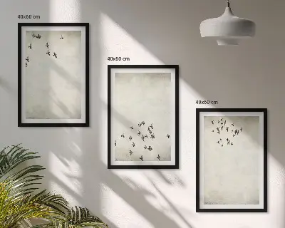 Set de 3 cuadros de pintura minimalista de pájaros decoración para salón