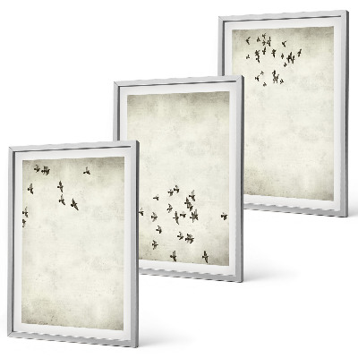 Set de 3 cuadros para salón Pintura minimalista de pájaros